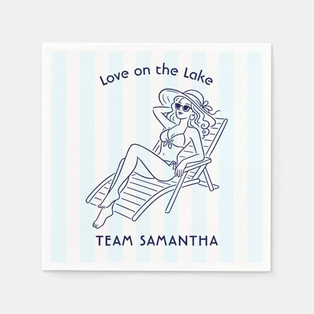 Love on the Lake Preppy Bride Bachelorette Party Napkins (Front)