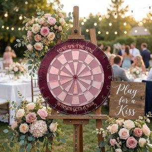 Love On The Line Pink Marble Romantic Couple’s Dart Board