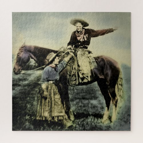 Love on the Range Vintage Magic Lantern Slide Jigsaw Puzzle