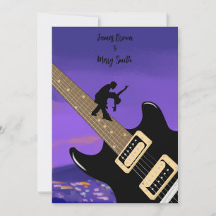 Love on the Strings of Electric Guitar Wedding Invitation
