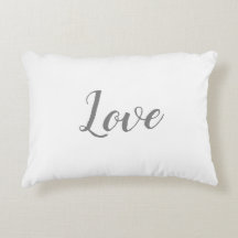 "Love" on White & Gray Accent Pillow