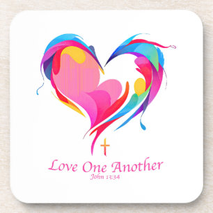 Love One Another Bible Verse John 1334  Beverage Coaster
