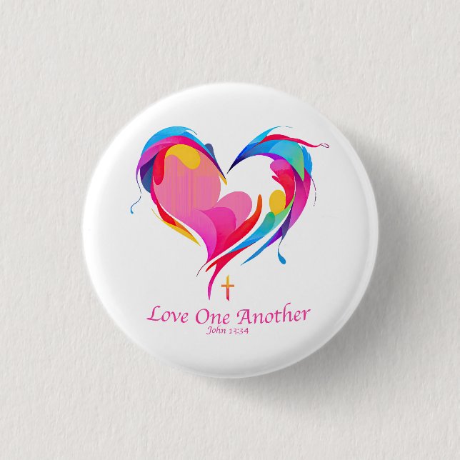 Love One Another Bible Verse John 1334  Button (Front)