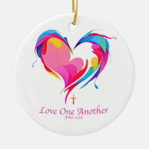 Love One Another Bible Verse John 1334 Ceramic Ornament