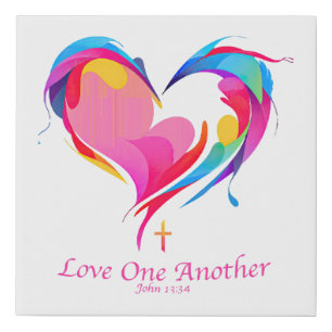 Love One Another Bible Verse John 1334 Faux Canvas Print