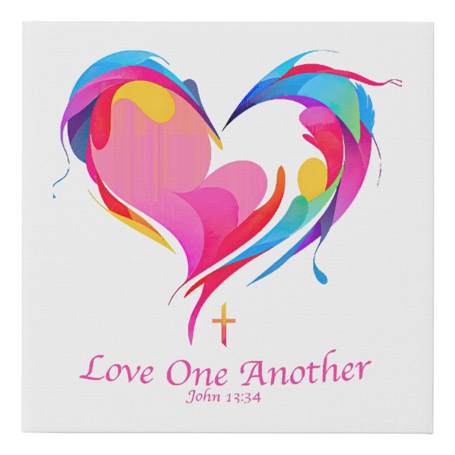 Love One Another Bible Verse John 1334  Faux Canvas Print (Front)