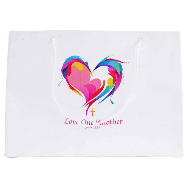 Love One Another Bible Verse John 1334  Large Gift Bag (Front)