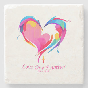 Love One Another Bible Verse John 1334  Stone Coaster