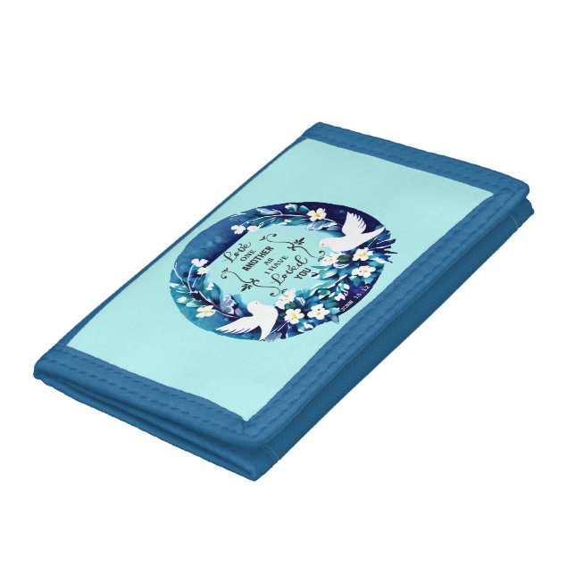 Love One Another Blue and White Doves Trifold Wallet (Bottom)