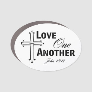 Love One Another Car Magnet With Cross