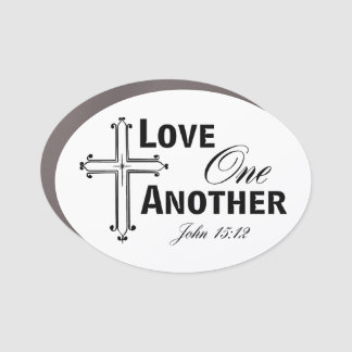 Love One Another Car Magnet With Cross
