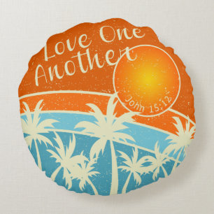 Love One Another Christian Design Round Pillow