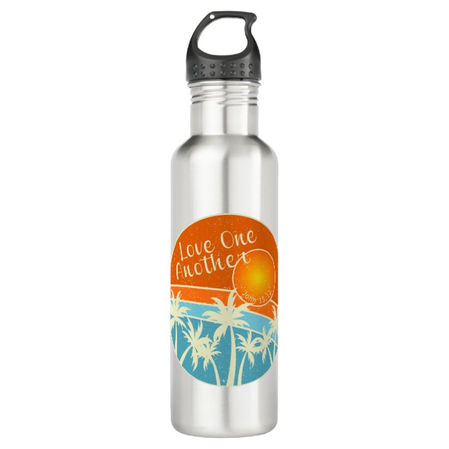 Love One Another Christian Design Stainless Steel Water Bottle (Front)