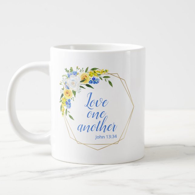 Love One Another Floral Giant Coffee Mug (Left)