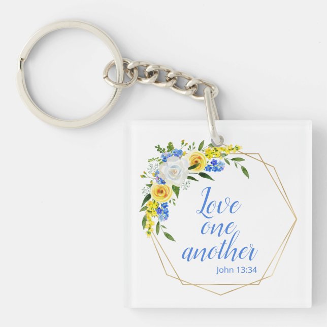 Love One Another Floral Keychain (Front)
