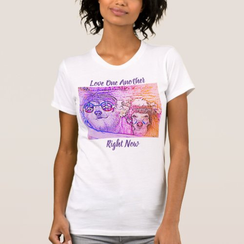Love One Another Hippie Corgi Tee Shirt