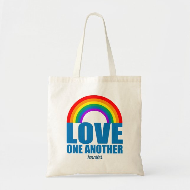 Love One Another Inspirational Christian Monogram Tote Bag (Front)