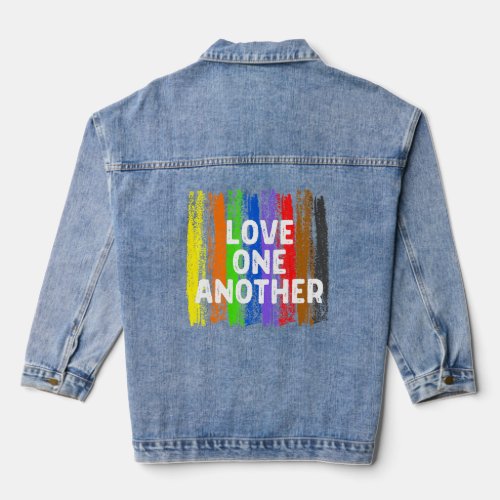 Love One Another Kindness Peace Equality Inclusion Denim Jacket