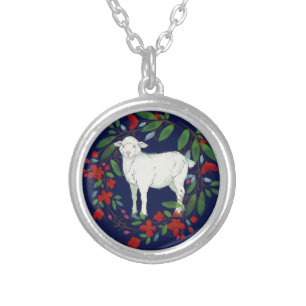 Love One Another Lamb & Floral Necklace