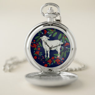 Love One Another Lamb & Floral Pocket Watch