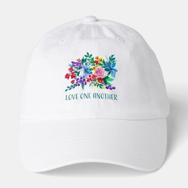 Love One Another Phoebe Floral Inspirational Hat (Front)