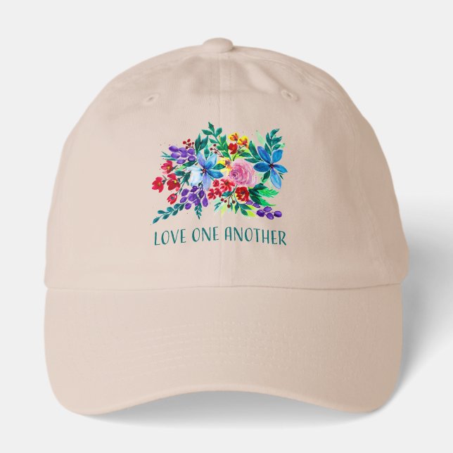 Love One Another Phoebe Floral Inspirational Hat (Front)