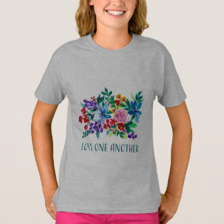 Love One Another-Phoebe Floral Inspirational  T-Shirt
