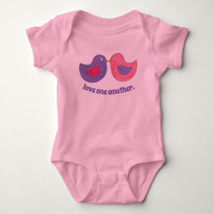 Love One Another Pink Purple Dove Lovebirds Bird Baby Bodysuit