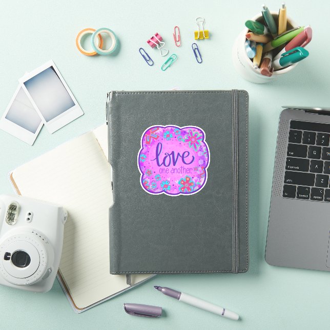 Love One Another Purple Inspirivity Floral Sticker (iPad Cover)