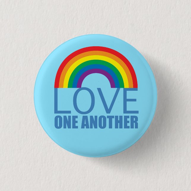 Love One Another Rainbow Christian Button (Front)