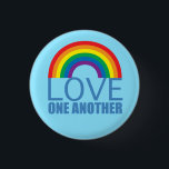Love One Another Rainbow Christian Button<br><div class="desc">Beautiful inspirational rainbow button with the pretty quote LOVE ONE ANOTHER. Remind others to be kind and show each other love and kindness every day with this pretty bible verse quote. A cute LGBT ally gift for a Christian.</div>