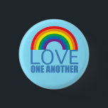 Love One Another Rainbow Christian Button<br><div class="desc">Beautiful inspirational rainbow button with the pretty quote LOVE ONE ANOTHER. Remind others to be kind and show each other love and kindness every day with this pretty bible verse quote. A cute LGBT ally gift for a Christian.</div>