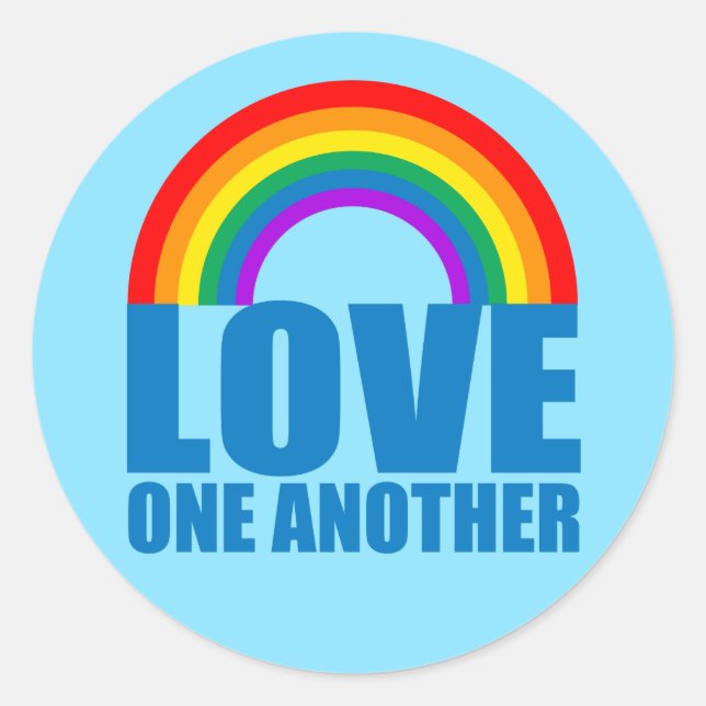 Love One Another Rainbow Christian Classic Round Sticker (Front)