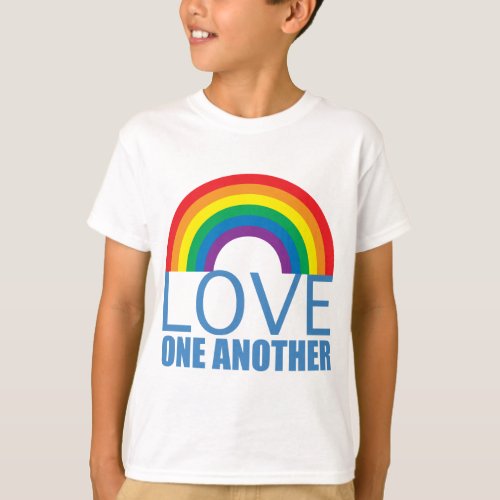 Love One Another Rainbow Christian Kids T_Shirt