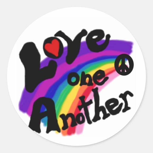 Love One Another Rainbow Classic Round Sticker (Front)