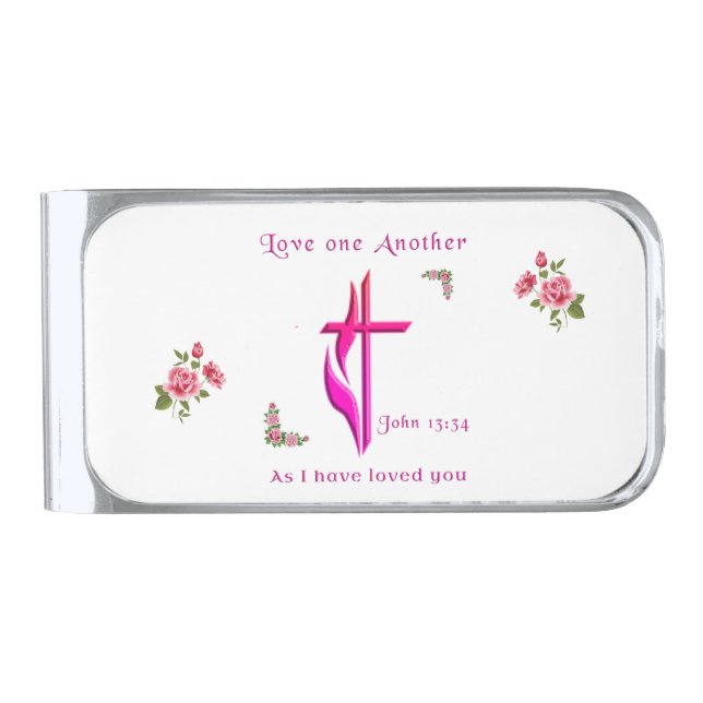 Love one another silver finish money clip (Front)