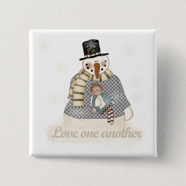 Love One Another Snowman T-shirts and Gifts Button (Front)