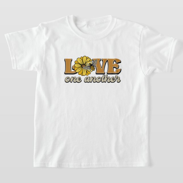 Love One Another Stunning Bumble Bee Floral Art T-Shirt (Laydown)