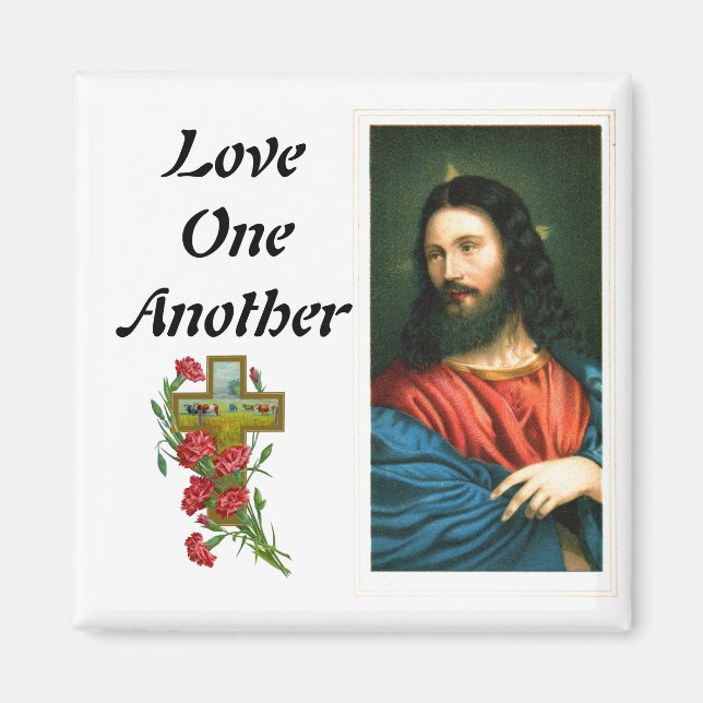 Love One Another with Jesus Christ Image Magnet (Front)