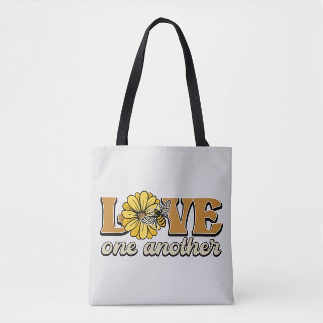 Love One Another Yellow Bumble Bee  Tote Bag (Front)