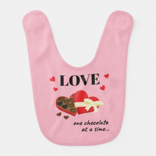 Love One Chocolate at a Time Funny Quote Baby Bib