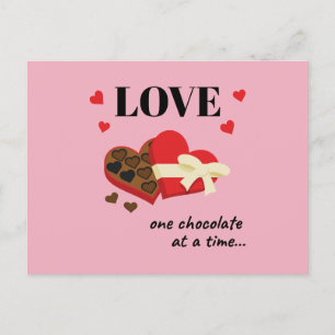 Love One Chocolate at a Time Funny Quote Holiday Postcard