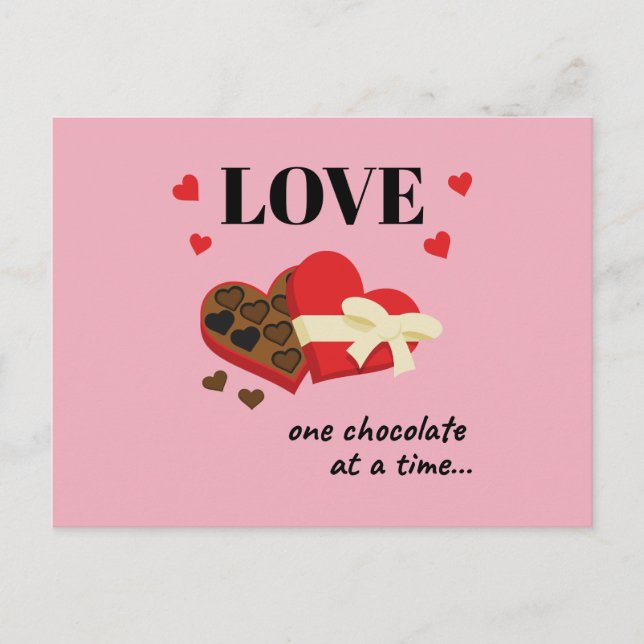 Love One Chocolate at a Time Funny Quote Holiday Postcard (Front)