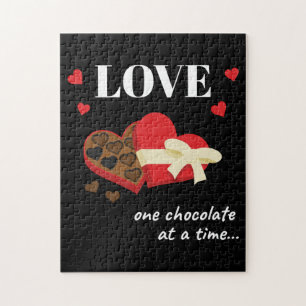 Love One Chocolate at a Time Funny Quote Jigsaw Puzzle