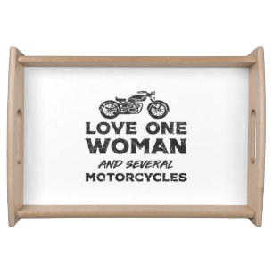 Love One Woman And Several Motorcycles Essential Serving Tray