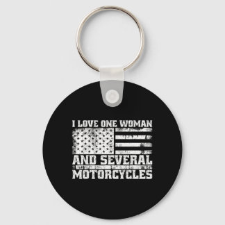 Love One Woman and Several Motorcycles Funny Biker Keychain
