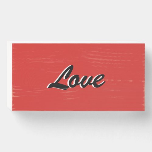 Love One Word Christian Typography on Red Wooden Box Sign
