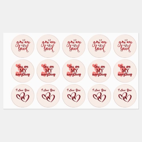 Love or Valentine Themed Hearts and Text Labels