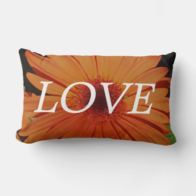 lOVE  orange gerber daisy, flowers inspiration Lumbar Pillow (Front)