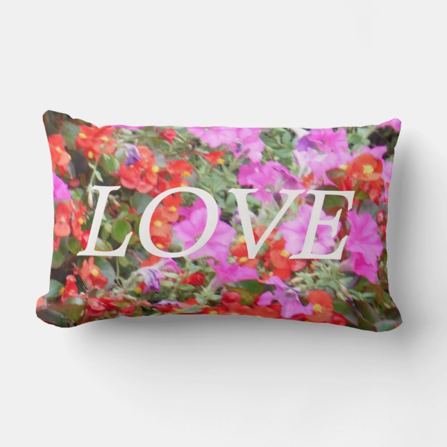 lOVE  orange & pink , flowers inspiration pillow (Front)